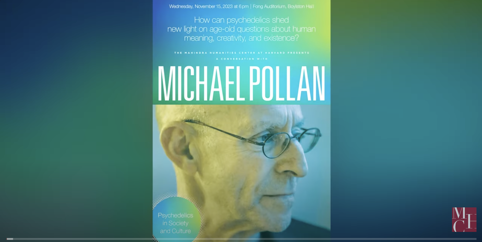 Michael Pollan at Harvard: Psychedelics in Society and Culture